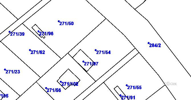 Parcela st. 271/54 v KÚ Tušimice, Katastrální mapa