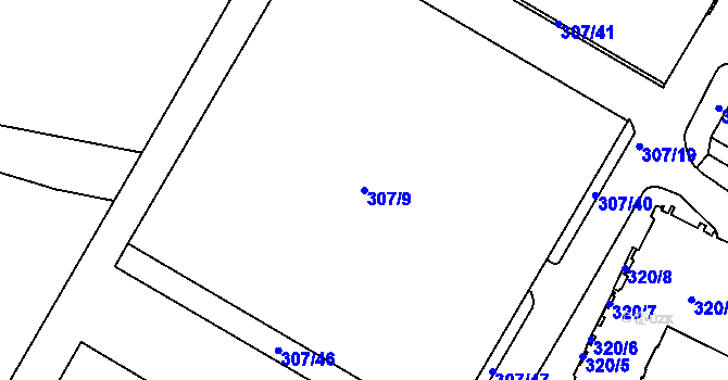 Parcela st. 307/9 v KÚ Tušimice, Katastrální mapa