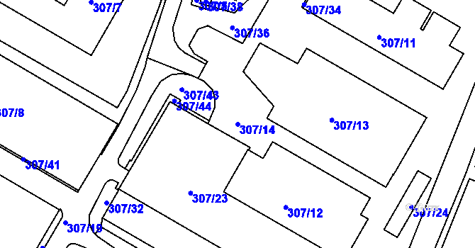 Parcela st. 307/14 v KÚ Tušimice, Katastrální mapa