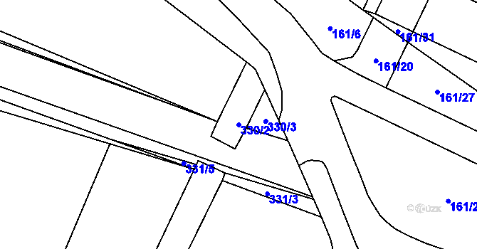 Parcela st. 330/2 v KÚ Tušimice, Katastrální mapa