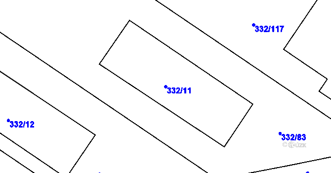 Parcela st. 332/11 v KÚ Tušimice, Katastrální mapa