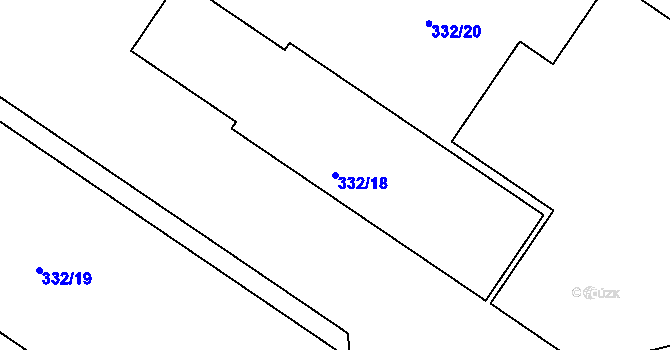 Parcela st. 332/18 v KÚ Tušimice, Katastrální mapa