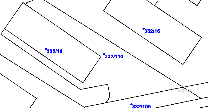 Parcela st. 332/110 v KÚ Tušimice, Katastrální mapa