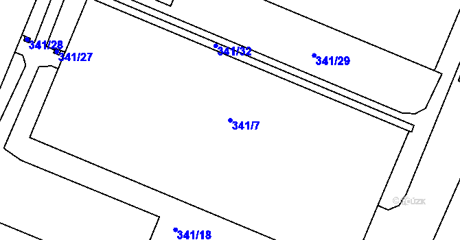 Parcela st. 341/7 v KÚ Tušimice, Katastrální mapa