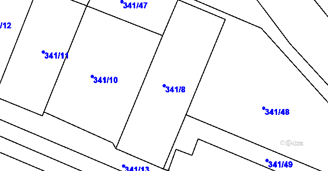 Parcela st. 341/8 v KÚ Tušimice, Katastrální mapa