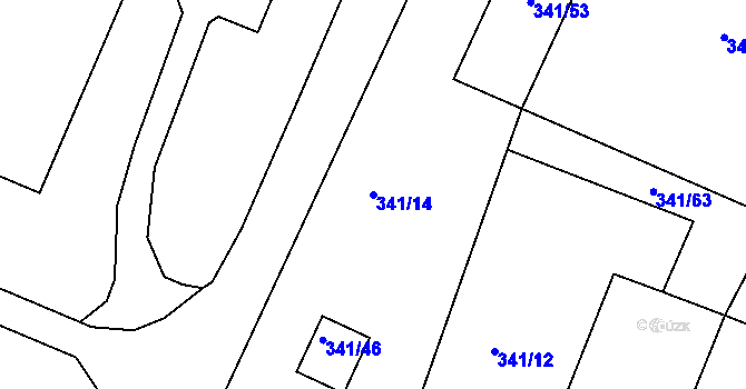 Parcela st. 341/14 v KÚ Tušimice, Katastrální mapa