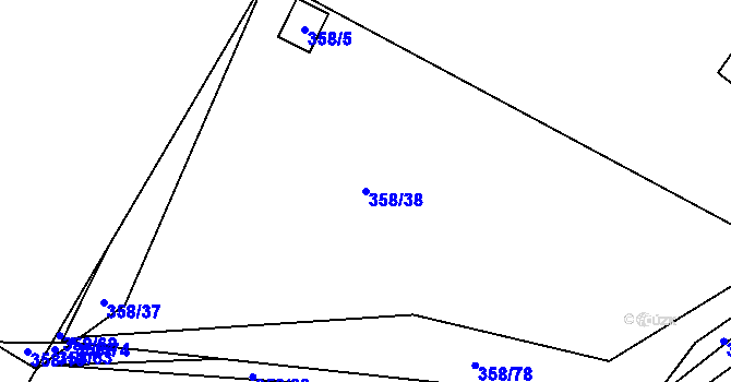 Parcela st. 358/38 v KÚ Tušimice, Katastrální mapa