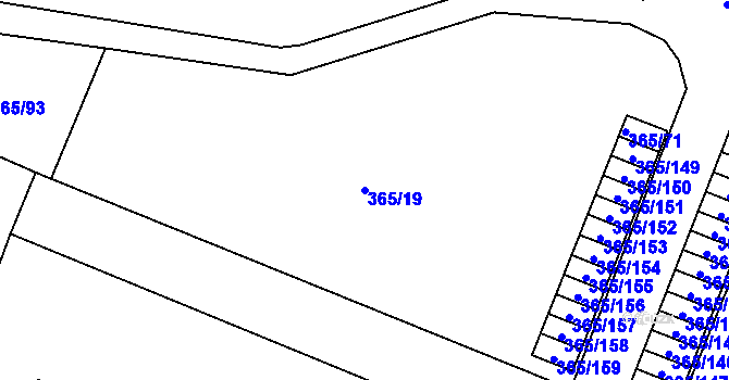 Parcela st. 365/19 v KÚ Tušimice, Katastrální mapa