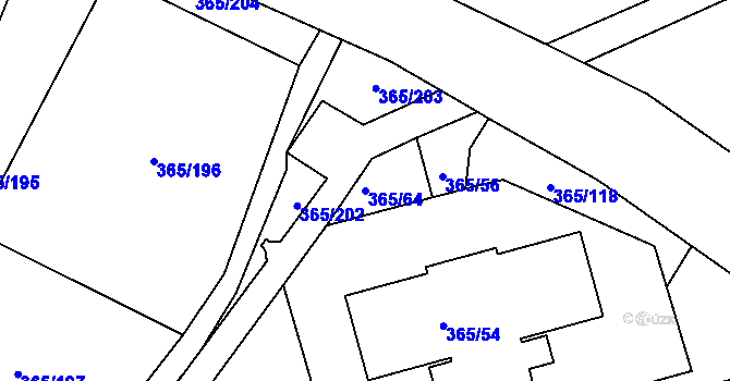 Parcela st. 365/64 v KÚ Tušimice, Katastrální mapa