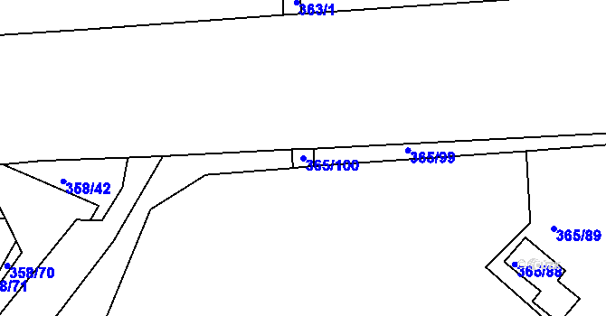 Parcela st. 365/100 v KÚ Tušimice, Katastrální mapa