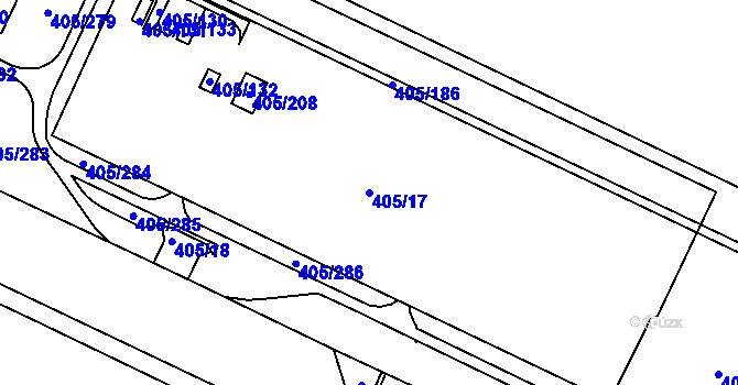 Parcela st. 405/17 v KÚ Tušimice, Katastrální mapa