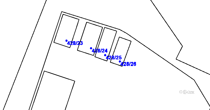 Parcela st. 428/25 v KÚ Tušimice, Katastrální mapa