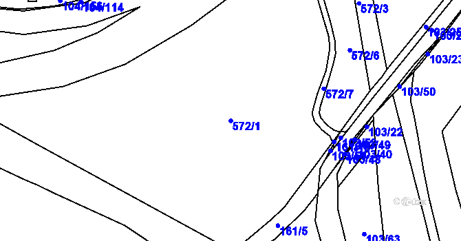 Parcela st. 572/1 v KÚ Tušimice, Katastrální mapa