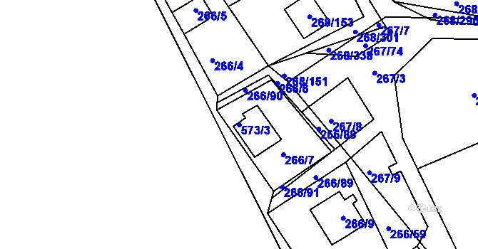 Parcela st. 573/3 v KÚ Tušimice, Katastrální mapa