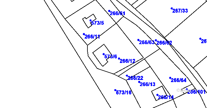 Parcela st. 573/6 v KÚ Tušimice, Katastrální mapa