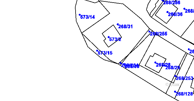 Parcela st. 573/15 v KÚ Tušimice, Katastrální mapa