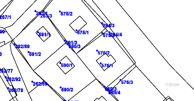 Parcela st. 576/2 v KÚ Tušimice, Katastrální mapa