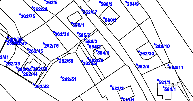Parcela st. 584/1 v KÚ Tušimice, Katastrální mapa