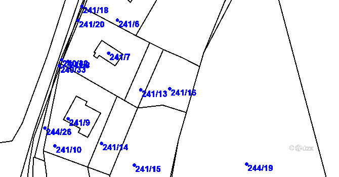 Parcela st. 241/16 v KÚ Tušimice, Katastrální mapa