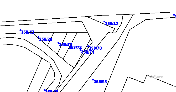 Parcela st. 358/70 v KÚ Tušimice, Katastrální mapa