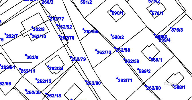 Parcela st. 262/70 v KÚ Tušimice, Katastrální mapa