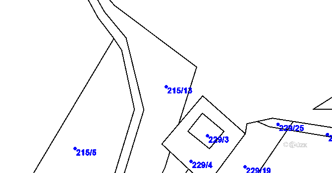 Parcela st. 215/13 v KÚ Tušimice, Katastrální mapa
