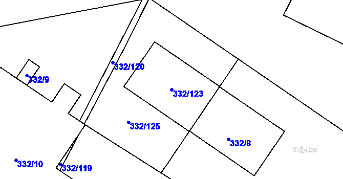 Parcela st. 332/123 v KÚ Tušimice, Katastrální mapa