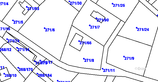 Parcela st. 271/66 v KÚ Tušimice, Katastrální mapa