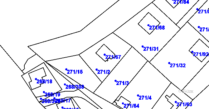 Parcela st. 271/67 v KÚ Tušimice, Katastrální mapa