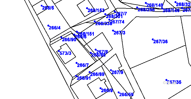 Parcela st. 267/8 v KÚ Tušimice, Katastrální mapa