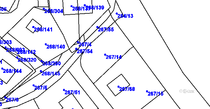 Parcela st. 267/14 v KÚ Tušimice, Katastrální mapa