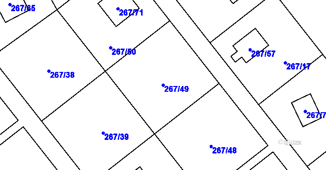 Parcela st. 267/49 v KÚ Tušimice, Katastrální mapa