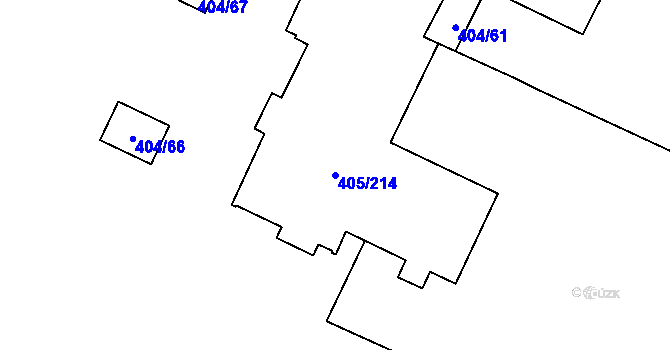Parcela st. 405/214 v KÚ Tušimice, Katastrální mapa