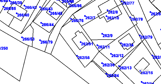 Parcela st. 262/91 v KÚ Tušimice, Katastrální mapa