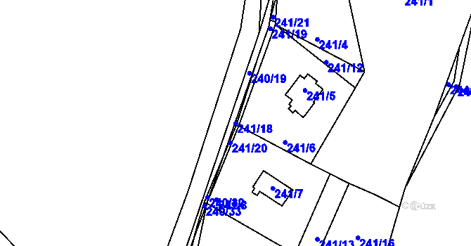 Parcela st. 241/18 v KÚ Tušimice, Katastrální mapa