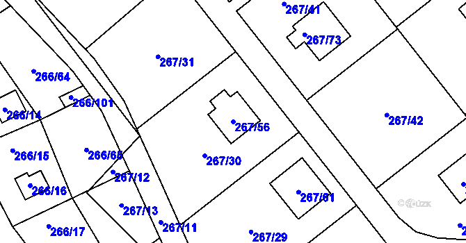 Parcela st. 267/56 v KÚ Tušimice, Katastrální mapa