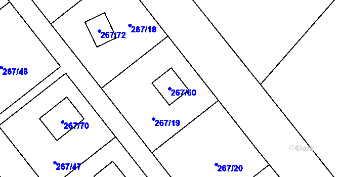 Parcela st. 267/60 v KÚ Tušimice, Katastrální mapa