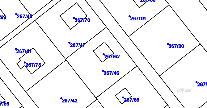 Parcela st. 267/62 v KÚ Tušimice, Katastrální mapa