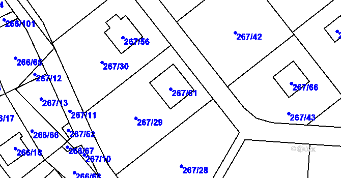 Parcela st. 267/61 v KÚ Tušimice, Katastrální mapa