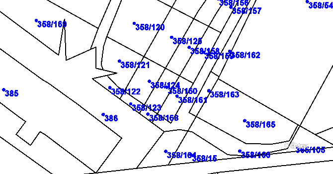 Parcela st. 358/160 v KÚ Tušimice, Katastrální mapa