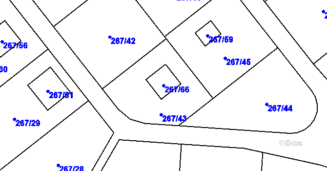 Parcela st. 267/66 v KÚ Tušimice, Katastrální mapa