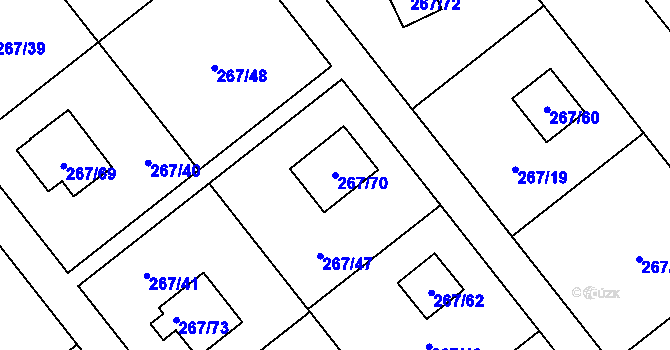 Parcela st. 267/70 v KÚ Tušimice, Katastrální mapa
