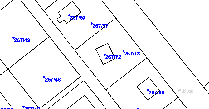 Parcela st. 267/72 v KÚ Tušimice, Katastrální mapa