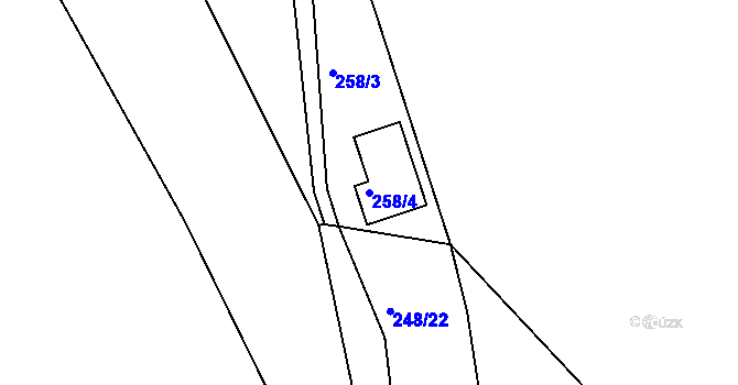 Parcela st. 258/4 v KÚ Tušimice, Katastrální mapa