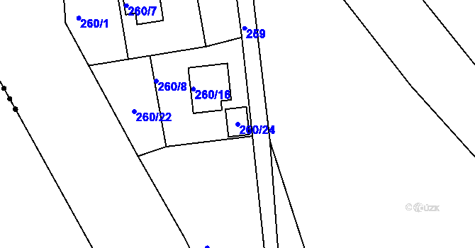 Parcela st. 260/24 v KÚ Tušimice, Katastrální mapa