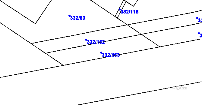 Parcela st. 332/163 v KÚ Tušimice, Katastrální mapa