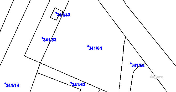 Parcela st. 341/64 v KÚ Tušimice, Katastrální mapa