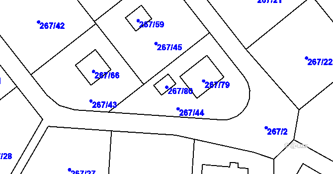 Parcela st. 267/80 v KÚ Tušimice, Katastrální mapa