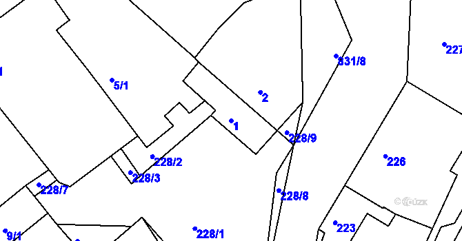 Parcela st. 1 v KÚ Tušť, Katastrální mapa