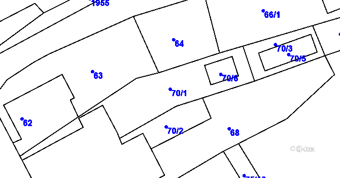 Parcela st. 70/1 v KÚ Tušť, Katastrální mapa